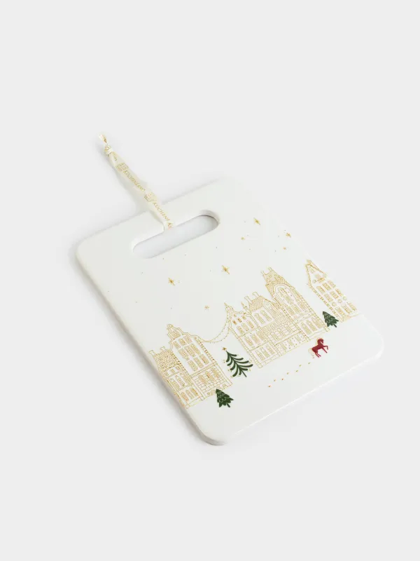 Ыстыққа арналған тұғыр, 17х24 см, керамика/тығын, тікбұрыш, Жылқы және үйлер, Snow sparks, image-1