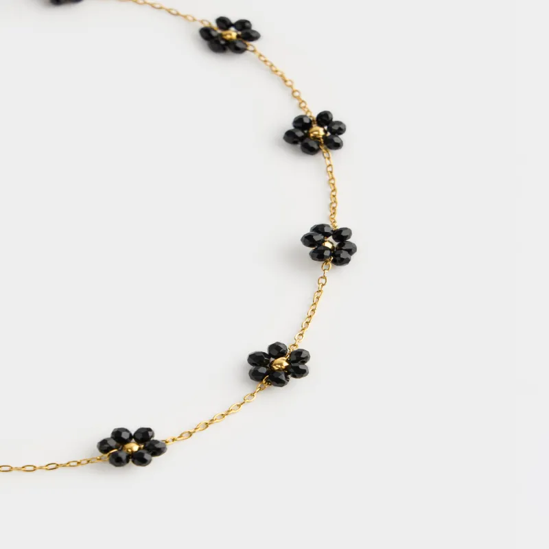 Цепочка, 45 см, металл/стекло, золотистая, Цветы, Jewelry flower, image-1