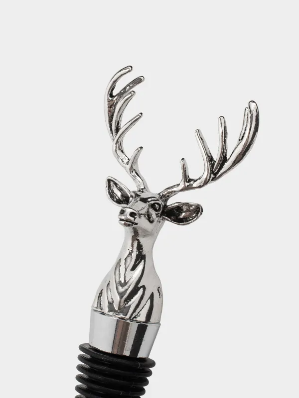Шарап бөтелкесінің тығыны, 12 см, металл, күміс, Бұғы, Arctic deer, image-3