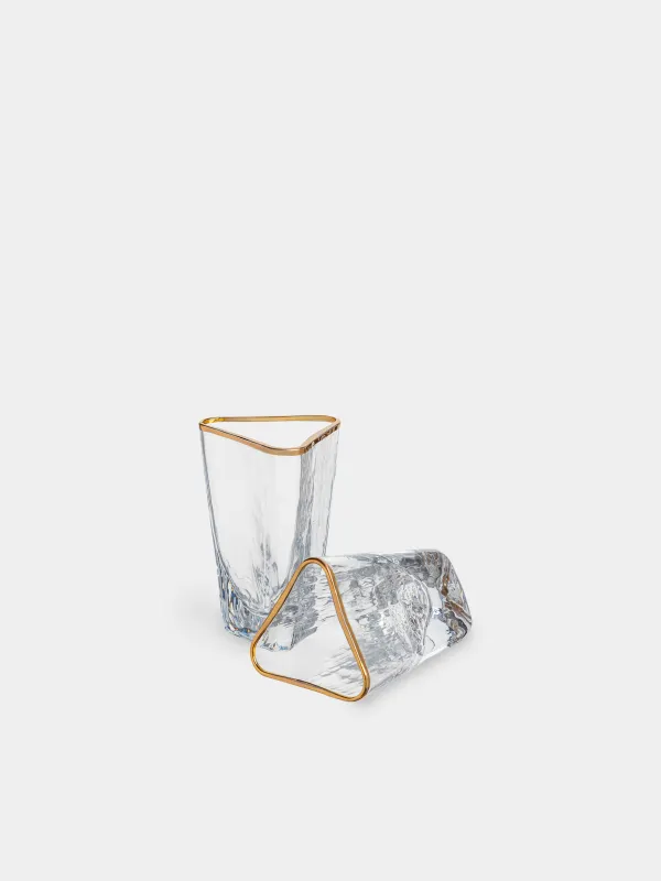 Арақ рөмкелері, 40 мл, 4 дана, шыны, алтын жиек, Triangle Gold, image-2