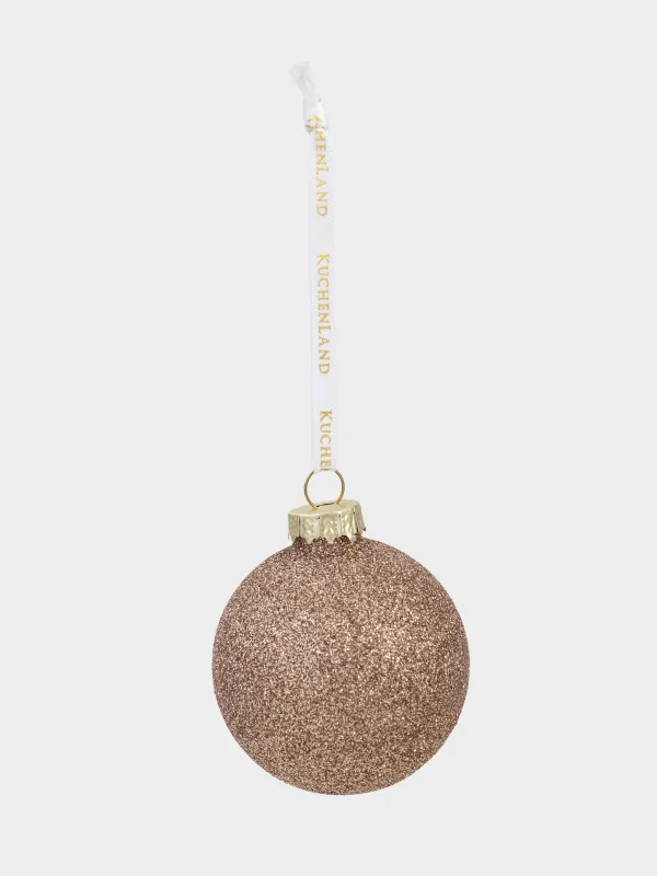 Шырша ойыншықтарының жиынтығы, 4 см, 8 дана, шыны, жылтырақтары бар, шампан, Шар, Ball sparkle, image-3