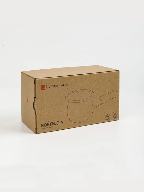 Турка, 550 мл, эмальданған металл/ағаш, сүт түстес, Nostalgia, image-4