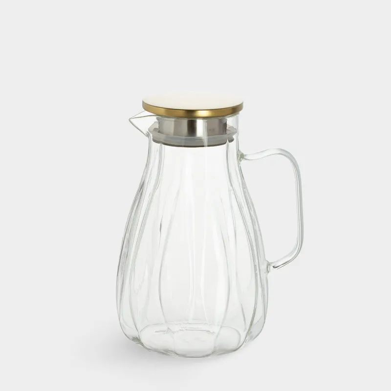 Кувшин, 2 л, с крышкой-фильтром, стекло Б/сталь, Ledge