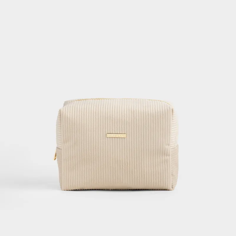 Косметичка, 21х15 см, в рубчик, бархат, бежевая, Moire