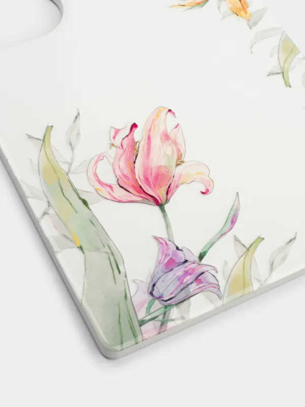 Ыстыққа арналған тұғыр, 17х24 см, тұтқасы бар, керамика/тығын, ақ, Гүлдер, Night flower, image-3