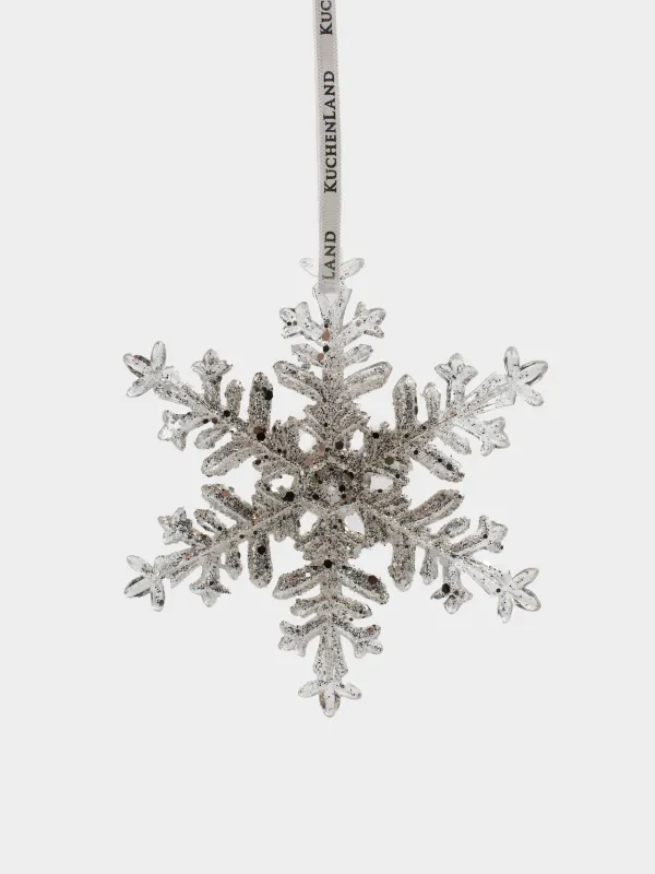 Игрушка елочная, 8 см, акрил, с блестками, серебристая, Снежинка, Figure sparkle, image-2