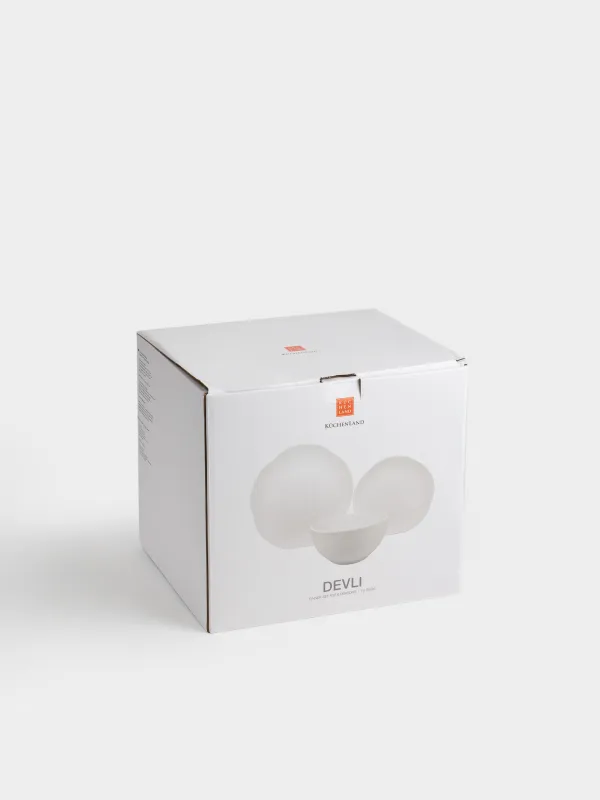 Ас сервизі, 6 адам, 18 зат, тастан жасалған керамика, сүт түстес, дақты, Жарық нүктелері, Devli, image-7