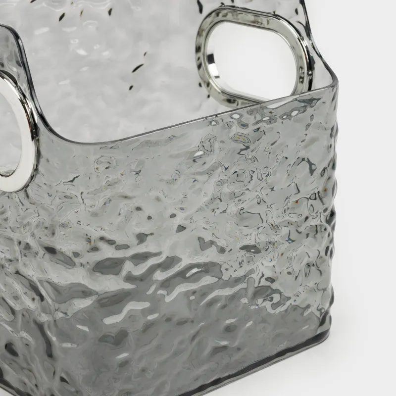 Органайзер для косметики, 12х12 см, с ручками, пластик, серый, Renaissance clear, image-3