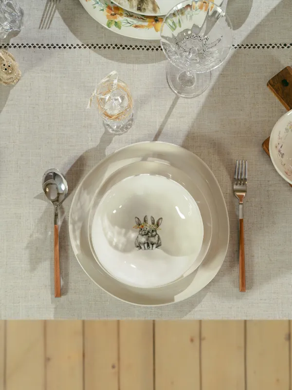 Дастархан, 170х250 см, полиэстер/зығыр, сарғылт-қоңыр, Hemstitch, image-4