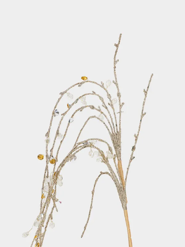 Ветка декоративная, 72 см, пластик/акрил, Серебристо-золотистые кристаллы, Crystal decor, image-1