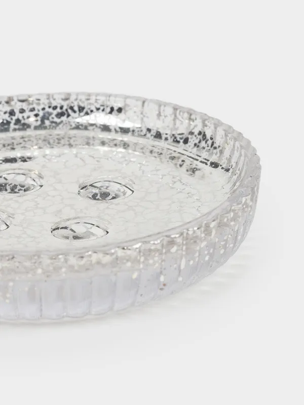 Сабын ыдысы, 11 см, шыны, дөңгелек, алтын, Patina rib, image-3