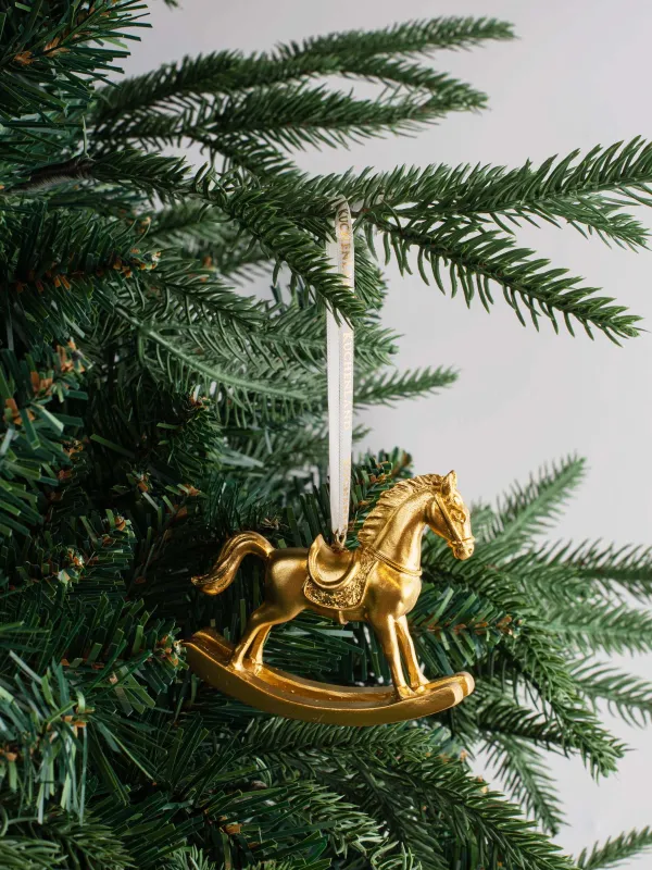 Шырша ойыншығы, 8 см, полирезин, алтын, Тербелетін ат, Figure christmas, image-4