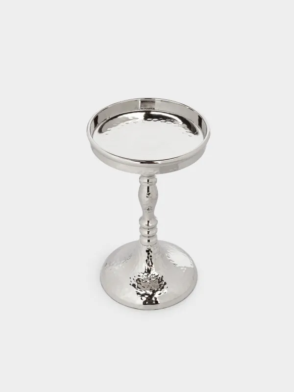 Шам ұстағыш, 32 см, бір шам үшін, аяғы, шыны / металл, күміс, Кракель, Fantastic Ice, image-2