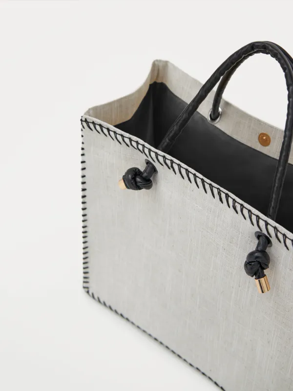 Сумка женская, 44х35 см, со стежками, канвас, бежевая, Solo, image-1