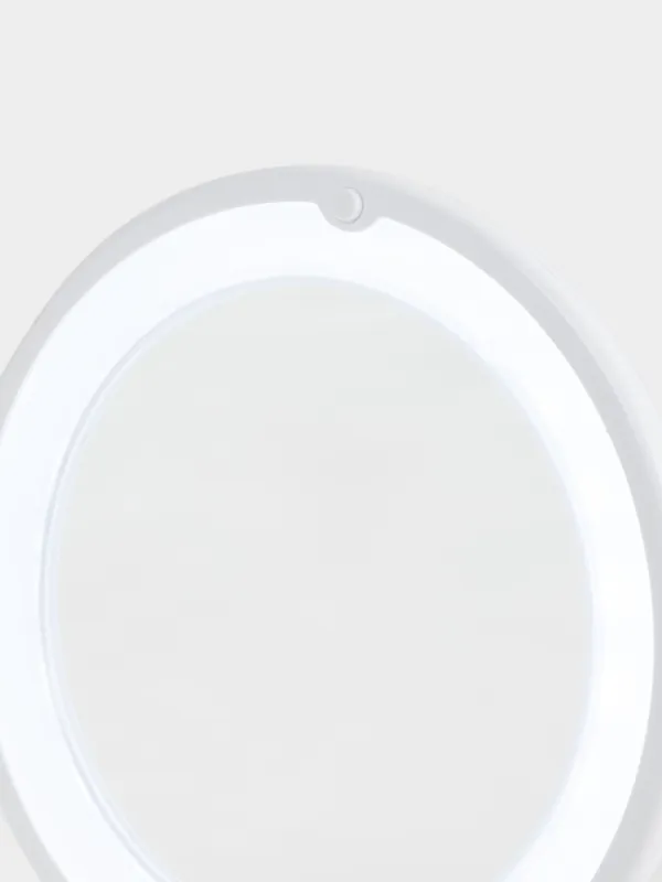 Аспалы айна, 19/12 см, үлкейтетін, жарықтандырылған, сорғышта, пластик, ақ, Mirror, image-3