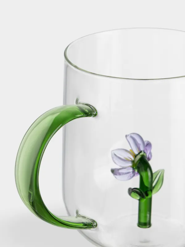 Саптыаяқ, 450 мл, шыны Б, жасыл тұтқа, Гүл, Shape, image-3