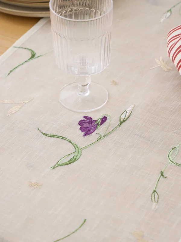 Үстел үсті жолы, 40х160 см, полиэстер, сүт, Гүлдер, Curiosity flower, image-4