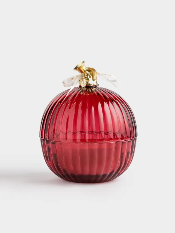 Хош иісті шам, 12х13 см, шам ұстағышта, қақпағы бар, шыны, қызыл, жидек, Christmas traditions, image-0