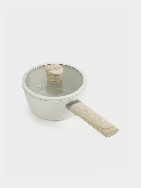 Шөміш, 16 см, 1,3 л, қақпағы бар, қапталған, алюминий, сүт түсті, Sentimentality, image-2