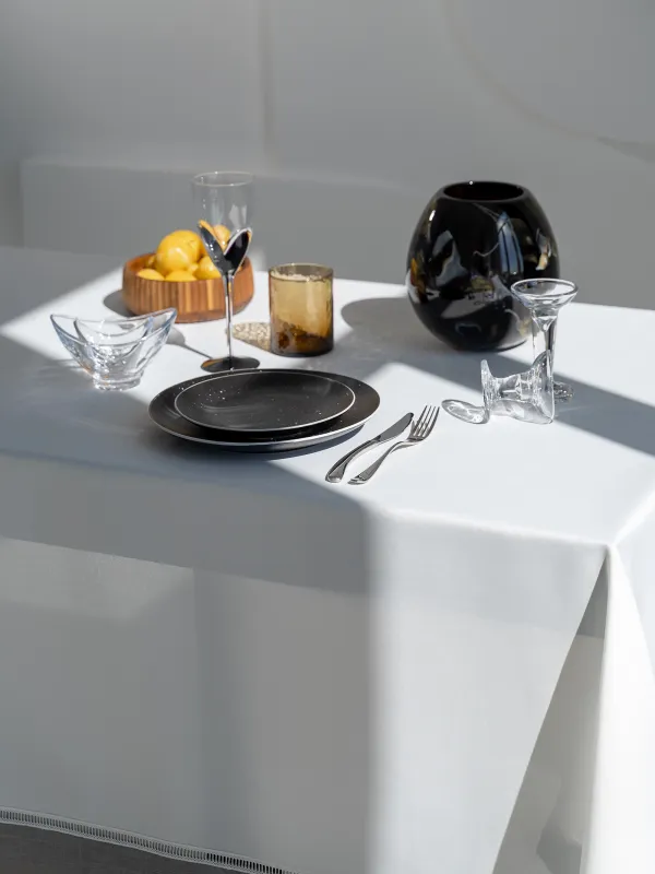 Скатерть, 160х160 см, полиэстер, бело-серая, Milky way, image-1