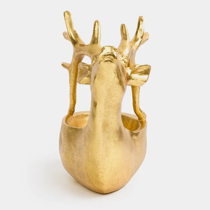 Конфетница, 32х27 см, полирезин, золотистая, Олень, Arctic deer, image-2