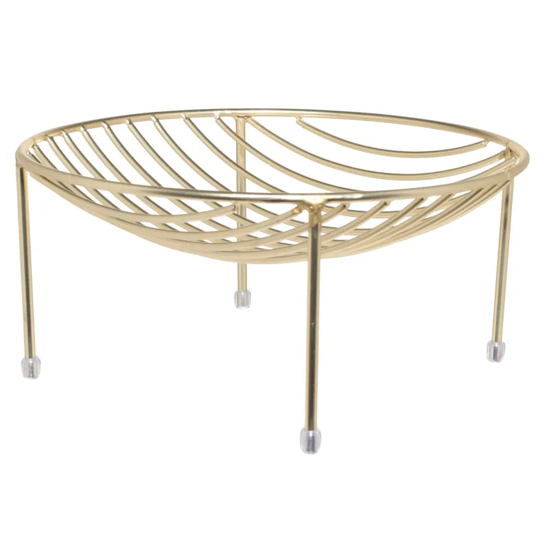 Корзина для фруктов, 26 см, на ножках, металл, золотистая, Twist gold, image-0