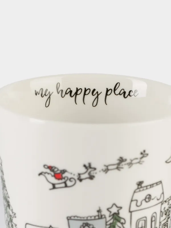 Саптыаяқ, 420 мл, фарфор N, ақ және жасыл, Мерекелік қала, Christmas city, image-3