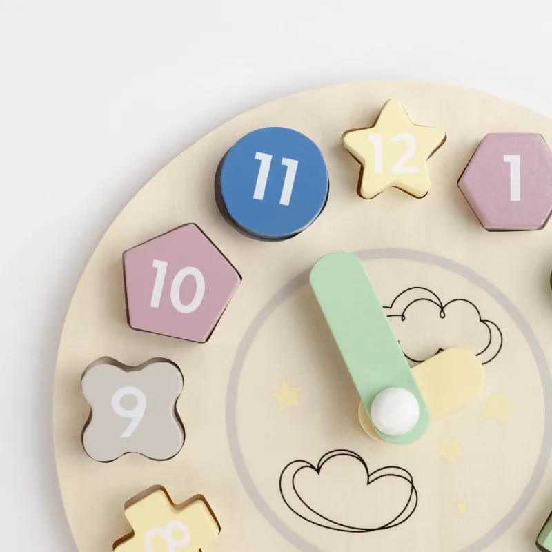 Ойыншық-сұрыптаушы, 22 см, дамытушы, ағаш, сағат, Kiddy, image-3