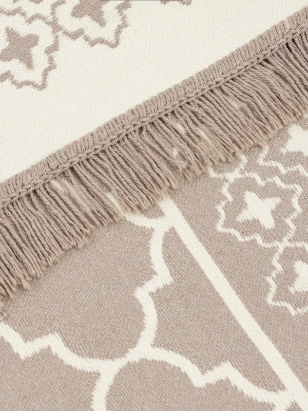 Коврик, 80х200 см, двусторонний, с бахромой, акрил, бежево-коричневый, Четырехлистники, Arabesque, image-3