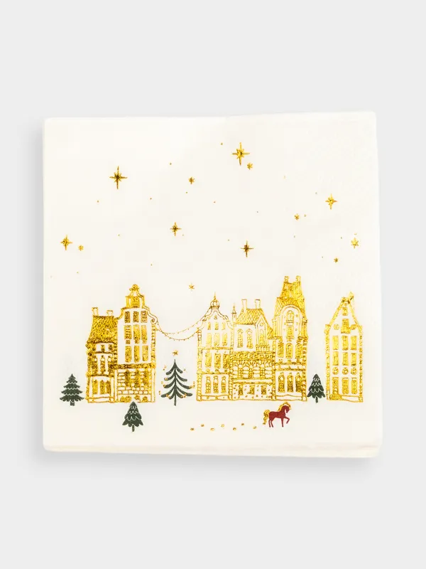 Салфетки бумажные, 21х21 см, 20 шт, Snow sparks, image-0