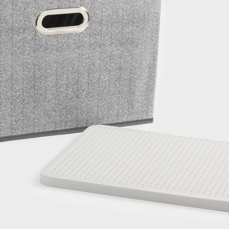 Заттарға арналған органайзер-қорап, 38х26 см, тұтқалары/қақпағы бар, тоқыма/пластик, сұр, Pedant new, image-3