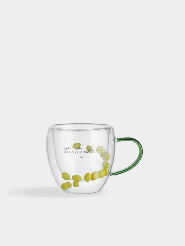 Саптыаяқ, 250 мл, шыны Б/шайыр, жасыл тұтқа, ішінде лимондары бар, Air decor, image-0