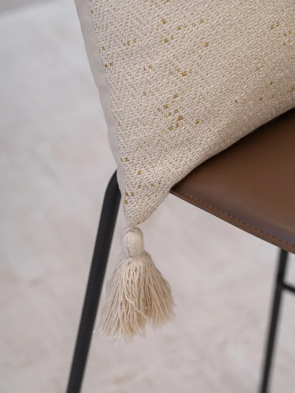 Сәндік жастық, 45х45 см, шашақтары бар, мақта/люрекс, сарғыш, Зигзаг, Strike, image-4