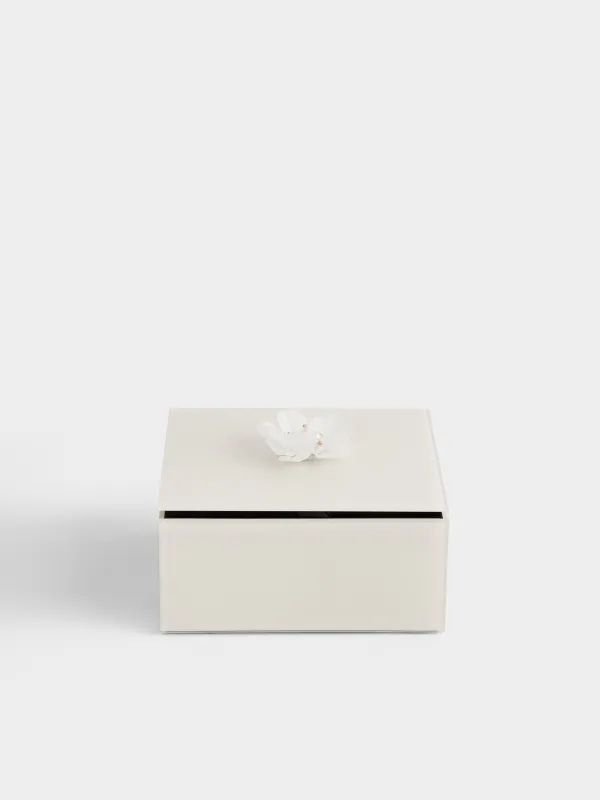 Зергерлік қобдиша, 12х6 см, шыны, айнасы бар, сарғылт-қоңыр, Гүл, Glossy color, image-4