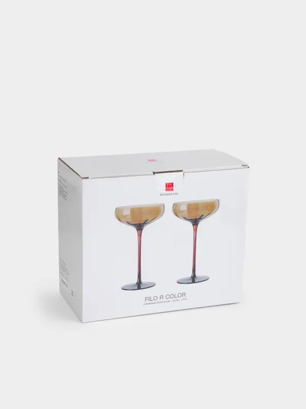Шампан бокалы, 220 мл, 2 дана, шыны, кәріптас-қоңыр, Filo R color, image-4