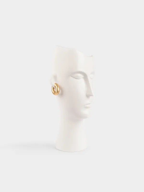 Гүл вазасы, 34 см, сәндік, керамика, ақ, Алтын сырға таққан қыз, Face, image-2