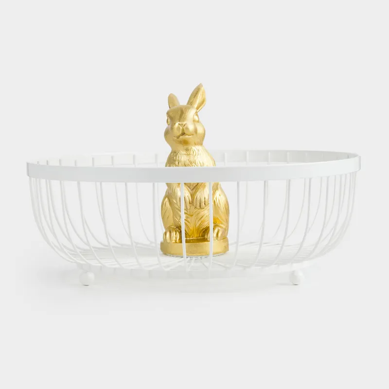 Жеміс себеті, 29 см, металл/полирезин, сүт-алтын түстес, Қоян, Twist milk