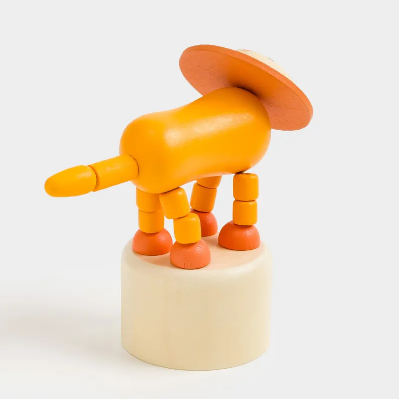 Игрушка, 9х4 см, дергунчик, дерево, желтая, Львенок, Leo, image-3