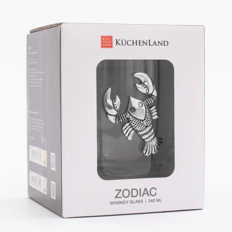 Виски стақаны, 10 см, 340 мл, шыны/металл, күміс, Шаян, Zodiac, image-5