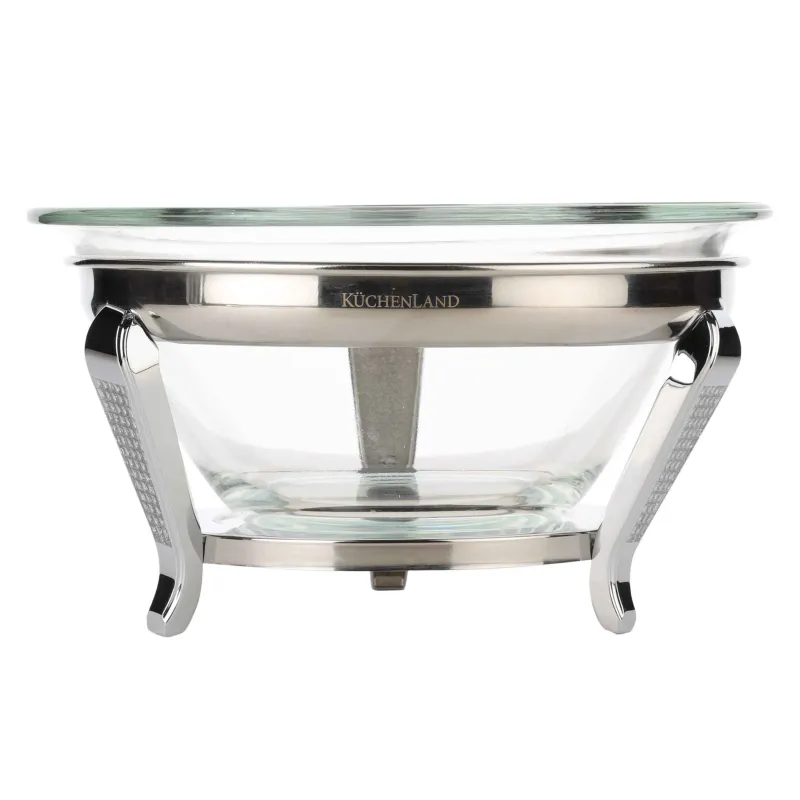 Салат ыдысы, 30х13 см, 3 пр, қасықпен/шанышқымен, тұғырда, шыны/металл, Winter antarctica, image-1