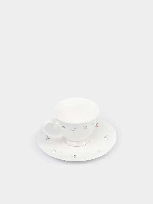 Шай жұбы, 2 адам, 4 зат, 180 мл, фарфор N, ақ, Нәзік гүлдер, El floria, image-2