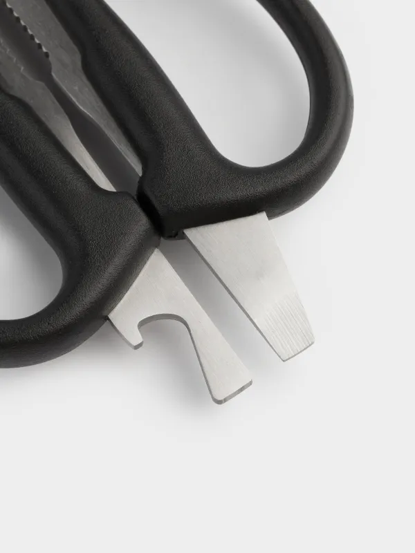 Ножницы кухонные, 21 см, с открывалкой и орехоколом, сталь/пластик, черные, Black style, image-5