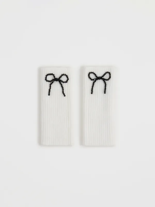 Митенки женские, Knitting bow, image-0