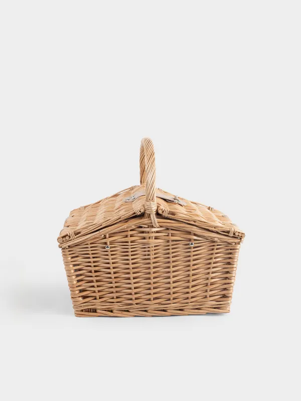 Пикник себеті, 40х28 см, 4 адам, 21 зат, көрпе, жүзім сабағы, сарғылт-қоңыр, Picnic, image-2