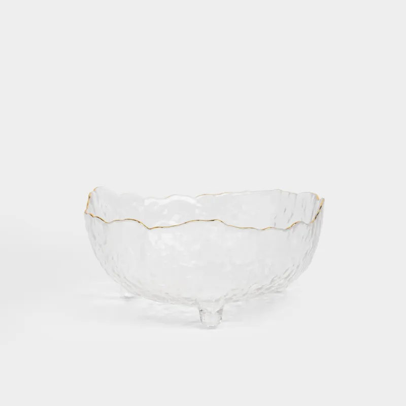 Салат ыдысы, 21х10 см, 1,3 л, аяқты, шыны, алтын жиектері бар, Nautilus gold