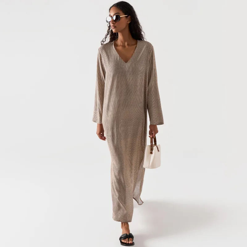 Платье, макси, бежевое, Emri