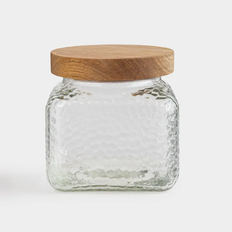 Сусымалы өнімдерге арналған құты, 1,2 л, шыны/ағаш, Ripply wood