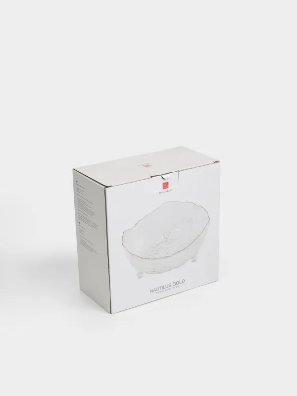 Салат ыдысы, 21х10 см, 1,3 л, аяқты, шыны, алтын жиектері бар, Nautilus gold, image-5