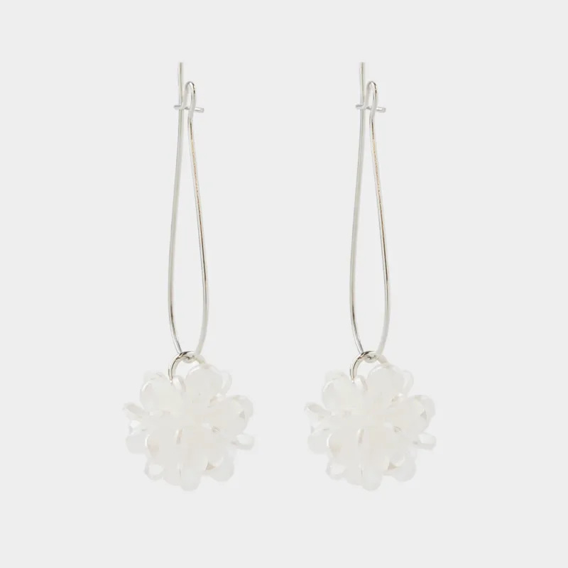 Сырғалар, 5 см, 2 дана, акрил/металл, күміс түстес, Гүл, Jewelry