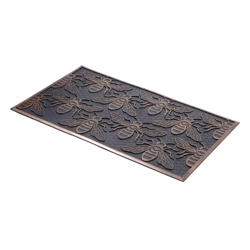 Есік алды кілемшесі, 45х75 см, резеңке, қола түсті-қара, Аралар, Honey, image-1